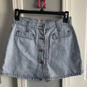 Lightly used denim shorts that look like a skirt.